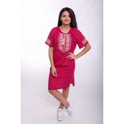Embroidered Mini Dress "Joyful Youth" Mauve